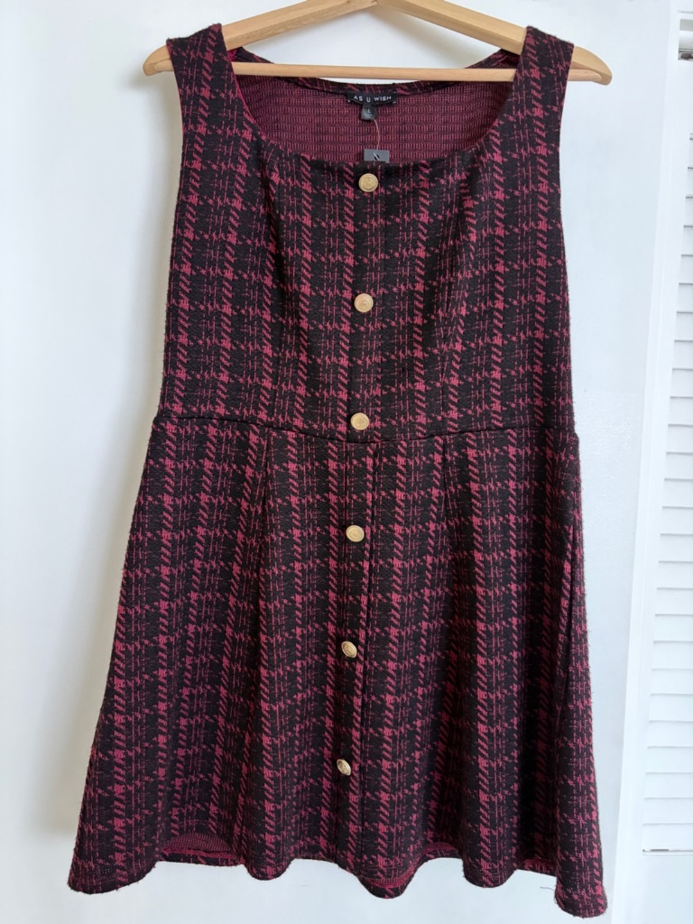 As U Wish Burgundy and Black Textured Knit Top